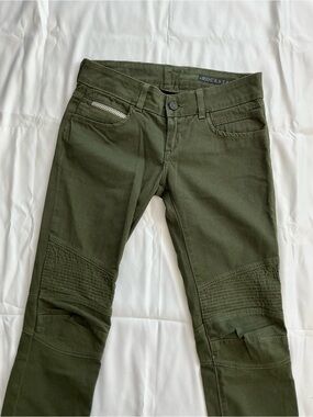 Olive Green Skinny Moto Jeans for Women